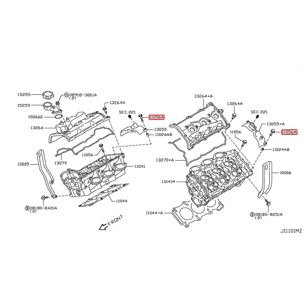 Vis de support d'arbre à cames d'origine Nissan GT-R R35 VR38DETT – 01125-E6041