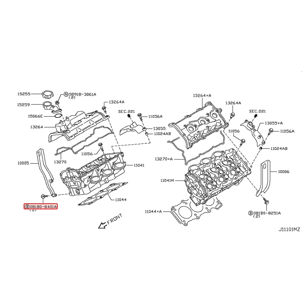Vis de patte de levage moteur d'origine Nissan GT-R R35 VR38DETT – 081B0-8401A