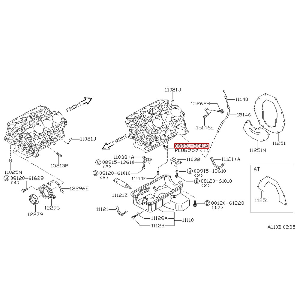 Bouchon de vidange d'origine Nissan 300ZX Z32 VG30DTT – 08931-3041A