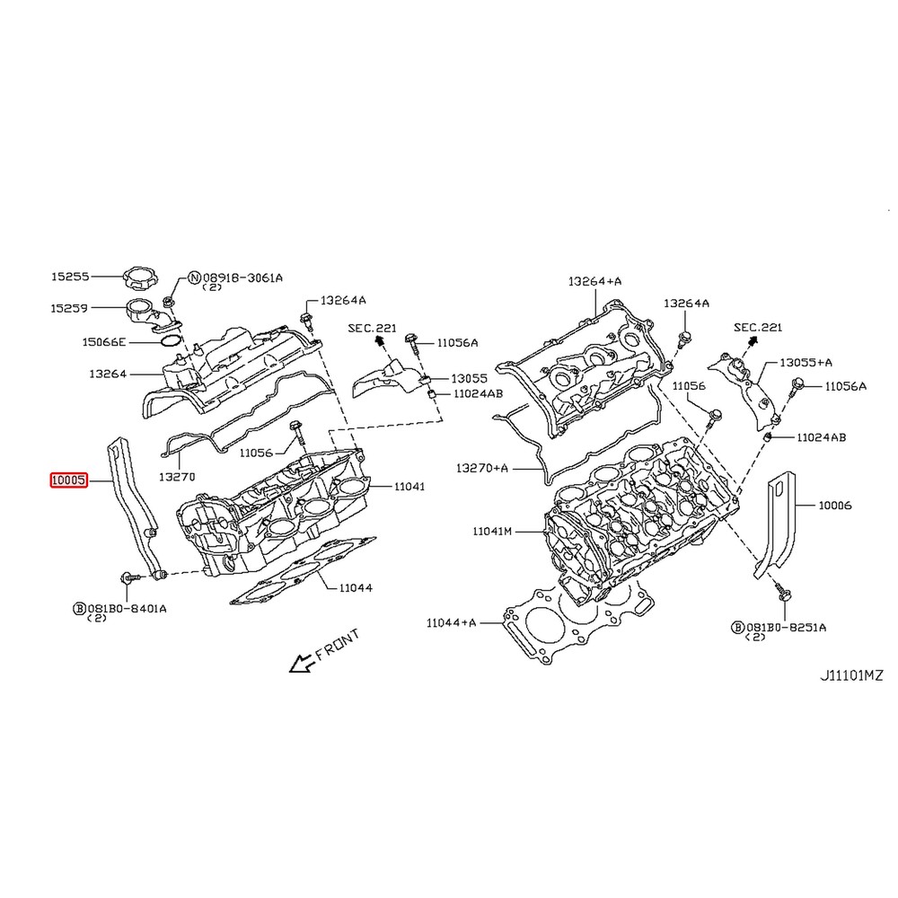 Patte de levage moteur avant d'origine Nissan GT-R R35 VR38DETT – 10005-JF00A