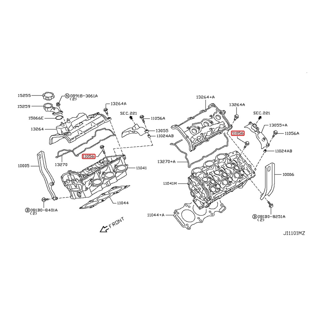 Vis de culasse d'origine Nissan GT-R R35 VR38DETT – 11056-JF01A