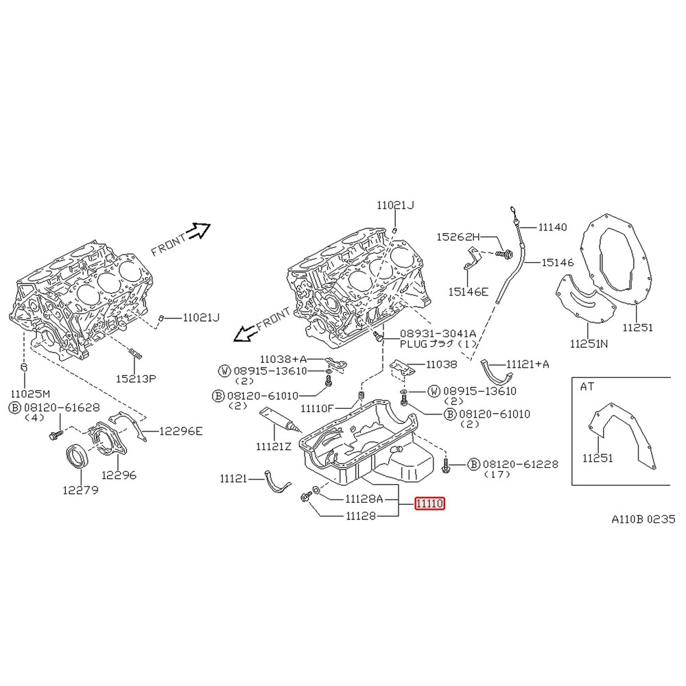 Carter d'huile complet d'origine Nissan 300ZX Z32 VG30DTT – 11110-40P10