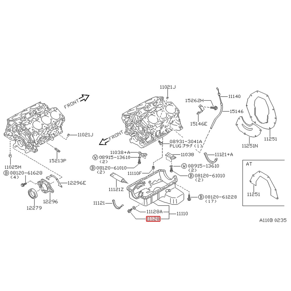 Bouchon de vidange d'origine Nissan 300ZX Z32 / GT-R R35 – 11128-01M00