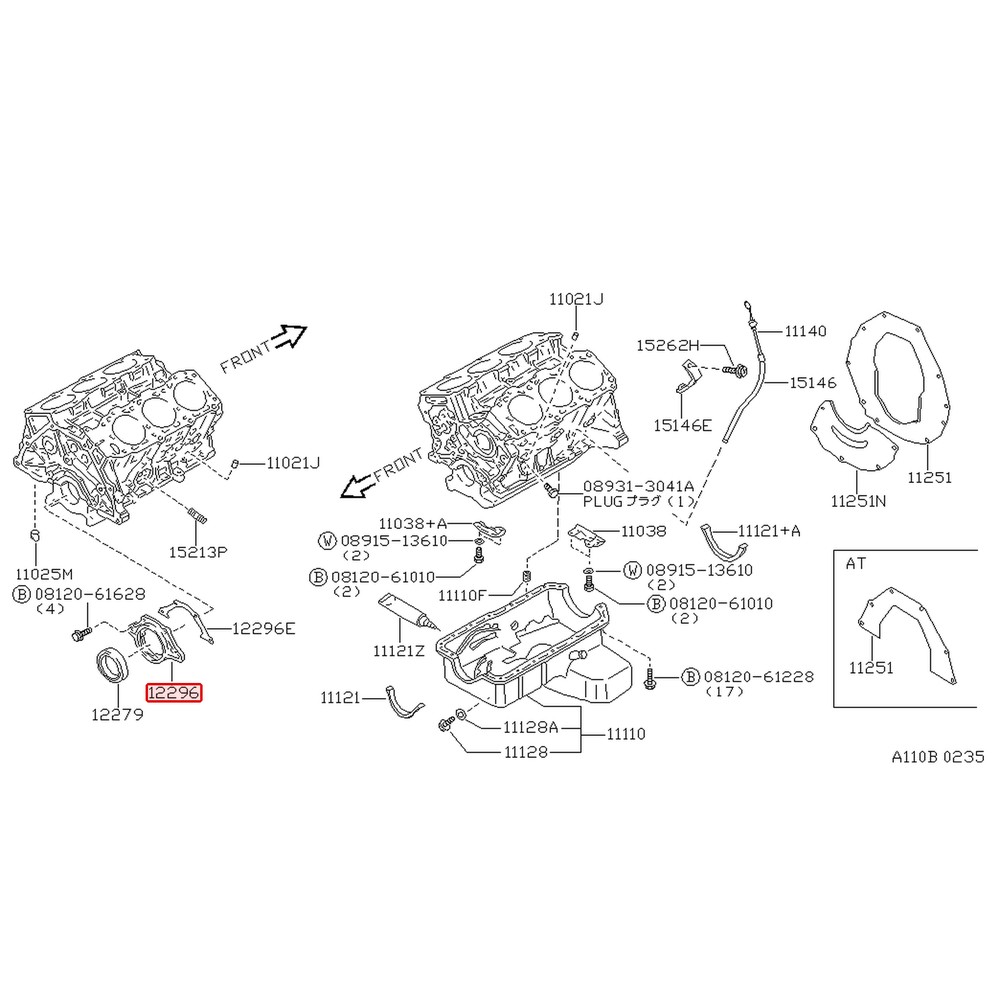 Support de joint spi arrière d'origine Nissan 300ZX Z32 VG30DTT – 12297-F6500