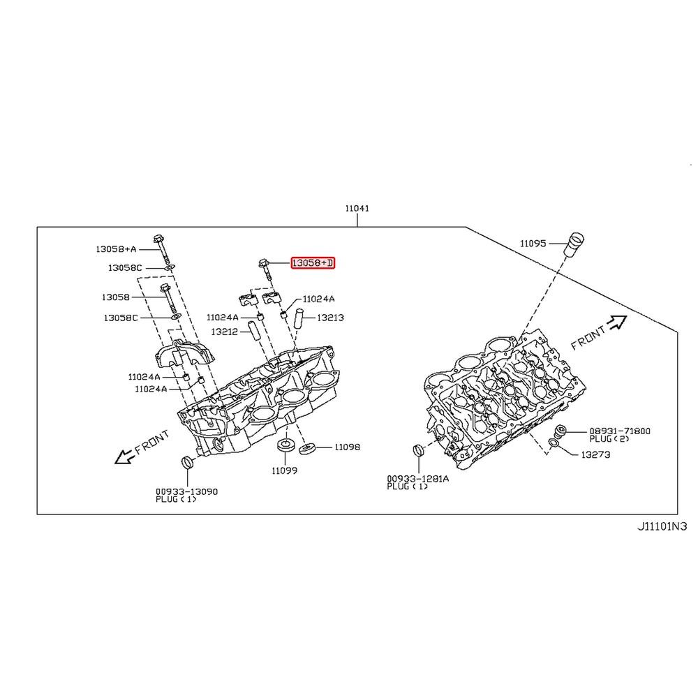 Vis de chapeau d'arbre à cames d'origine Nissan GT-R R35 VR38DETT – 13058-31U01