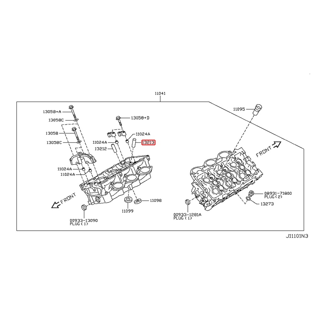 Guide de soupape d'échappement d'origine Nissan GT-R R35 VR38DETT – 13213-JF06A