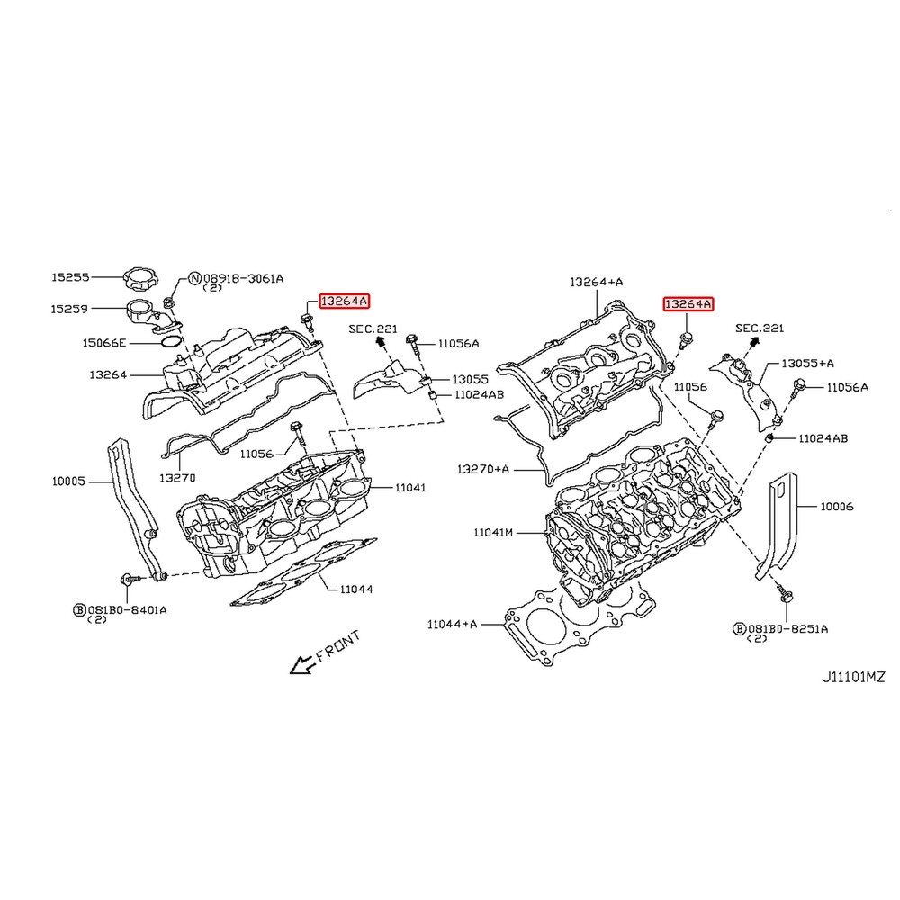 Vis de couvre-culasse d'origine Nissan GT-R R35 VR38DETT – 13224-AD22A