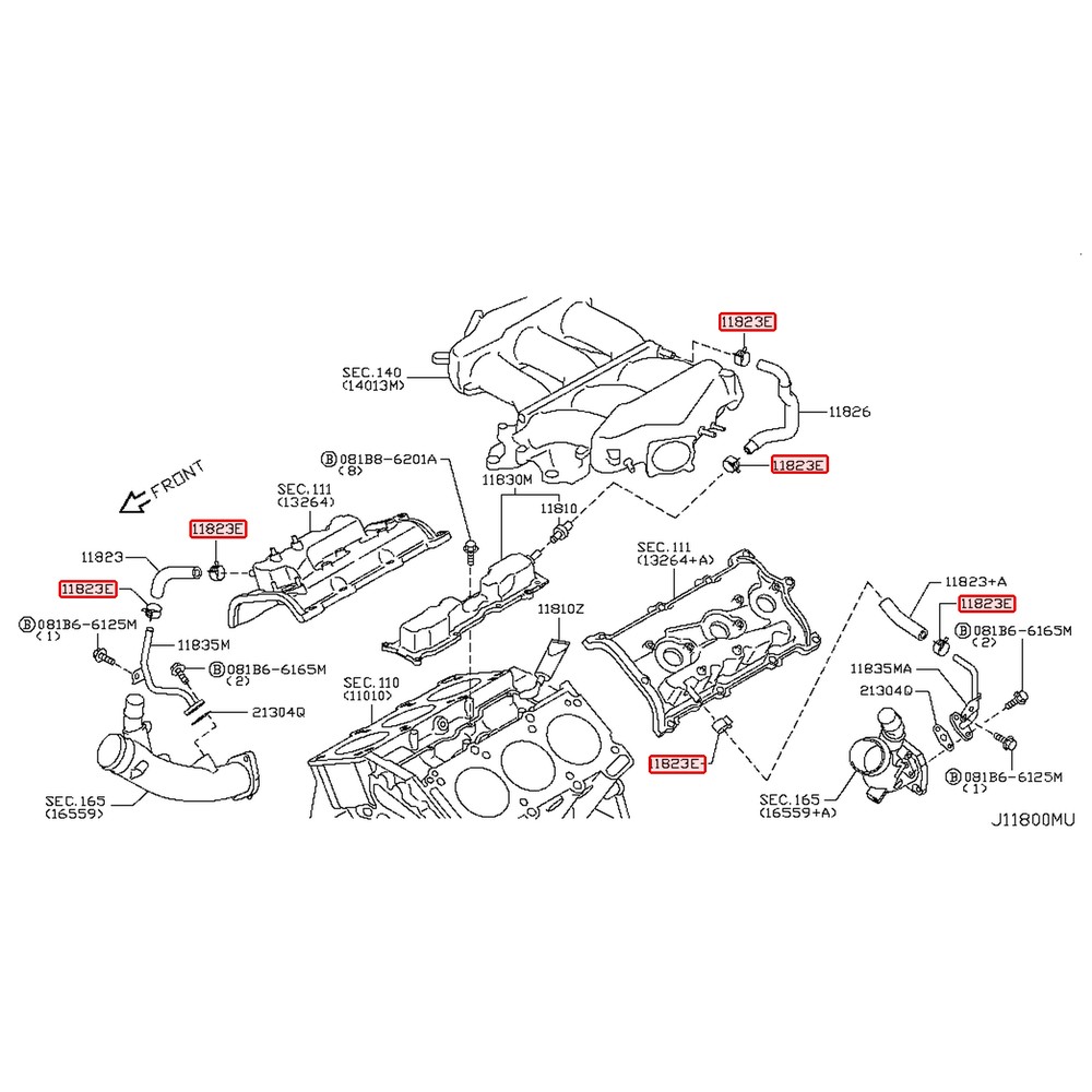 Collier de durite de reniflard d'origine Nissan GT-R R35 VR38DETT – 16439-42L0A